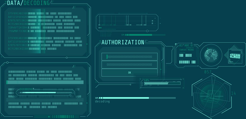 data decoding program screen with authorization vector image