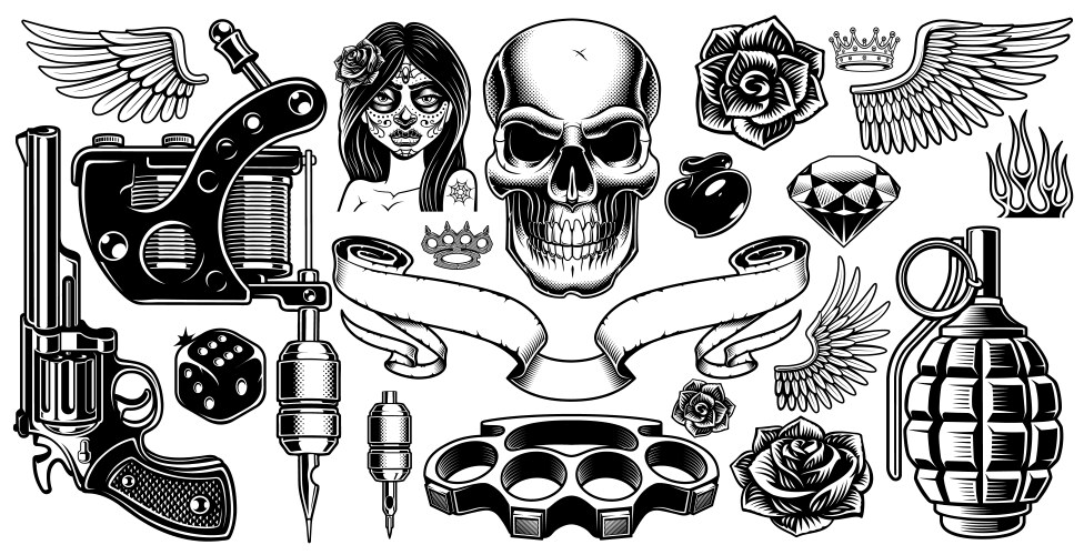 Vintage Mexican Tattoo Art Collection Vector Image