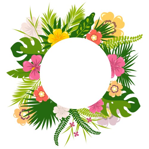 Tropical Flowers and Leaves Vector Image
