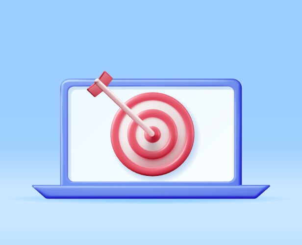 3d target with arrow in center on computer screen vector image