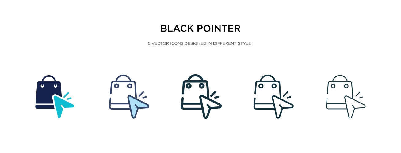 Black pointer icon in different style two vector image
