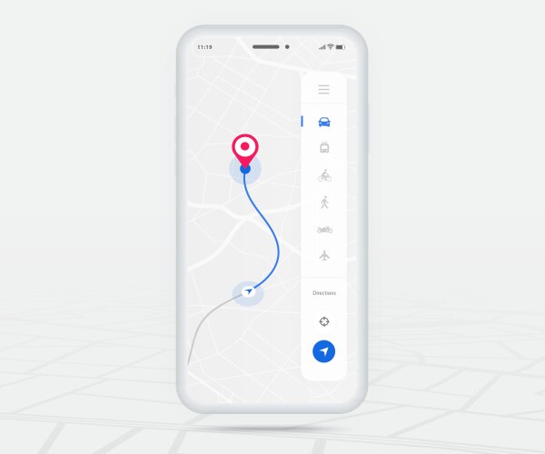 Map gps navigation app ux ui concept mobile vector image