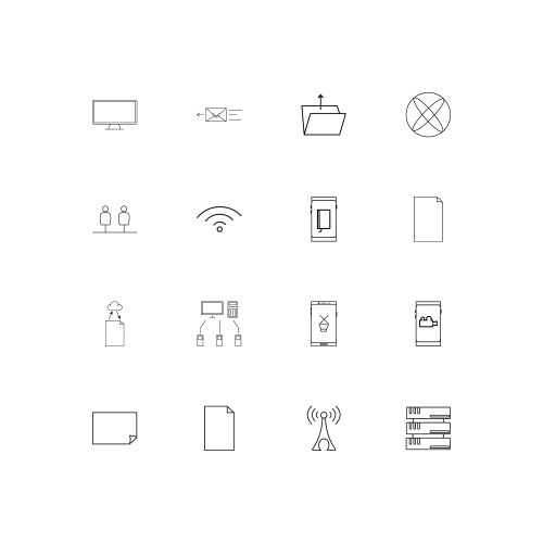Network and database linear thin icons set vector image