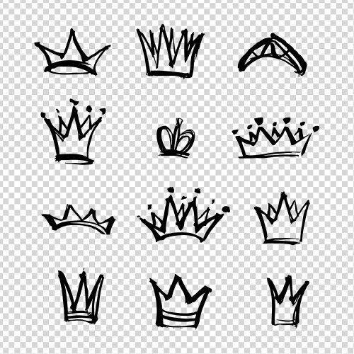 Set crowns different shapes and sizes Vector Image