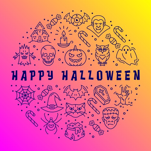 happy halloween card circle vector image