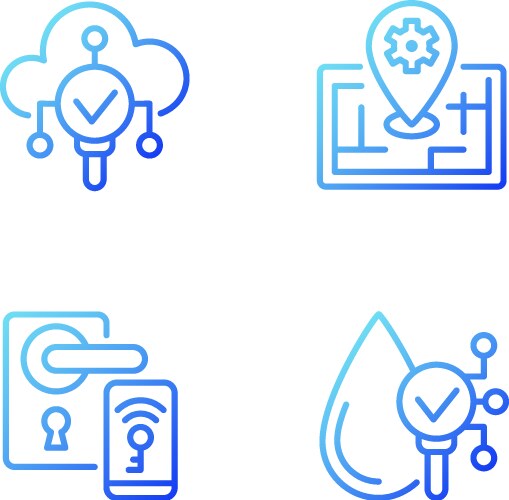Iot technologies gradient linear icons set vector image