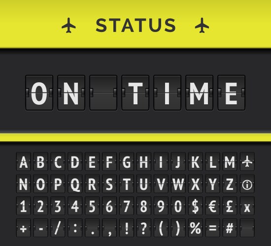 airport flip board timetable with flight vector