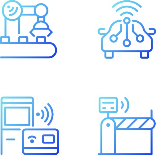 Wireless technologies gradient linear icons set vector image