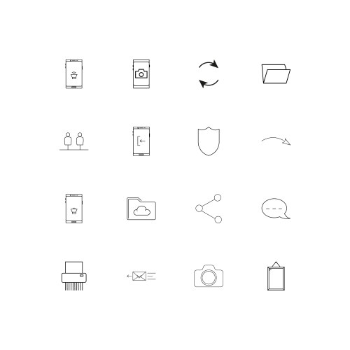 Network and database linear thin icons set vector image