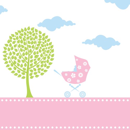 Children's Cart with Floral Elements Vector Image