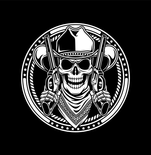 Cowboy Skull with Guns Vector Image