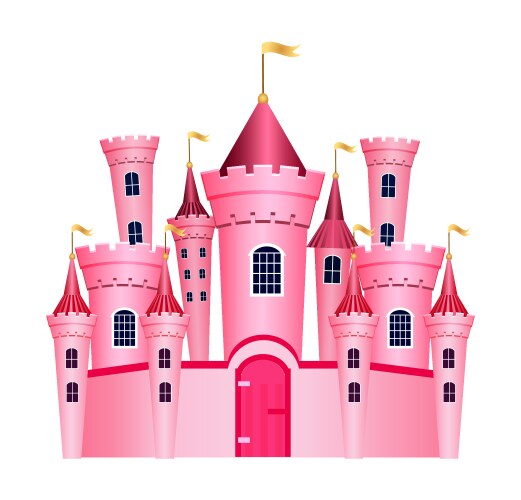 Cute princess castle isolated on white background vector image