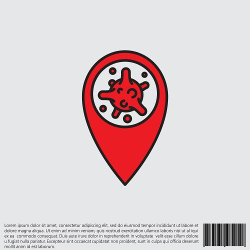 Virus bacteria and map pointer line linear icon vector image