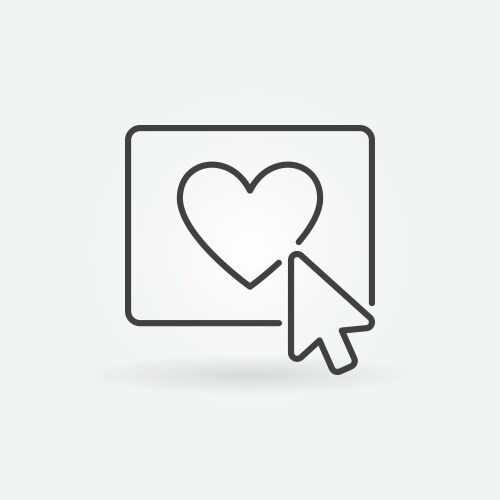 Mouse click on heart button concept line vector image