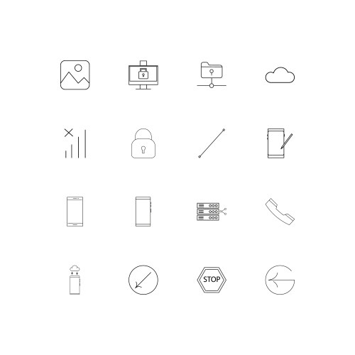 Network and database linear thin icons set vector image