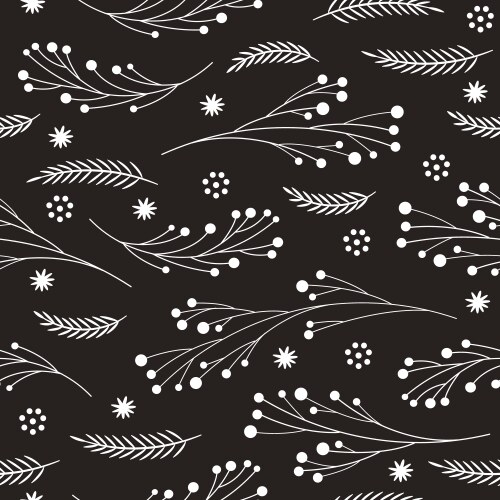 Black and white floral pattern seamless Royalty Free Vector