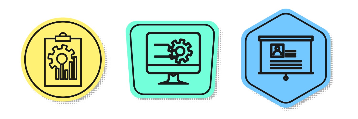 Set line clipboard with graph chart computer vector image