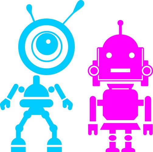 two cute robots girl and guy vector image