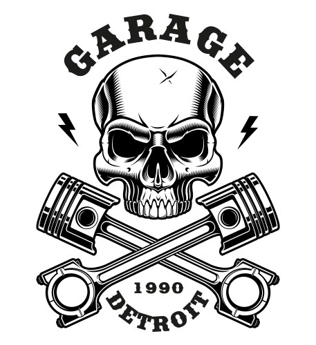 Vintage Piston Skull Emblem Vector Image