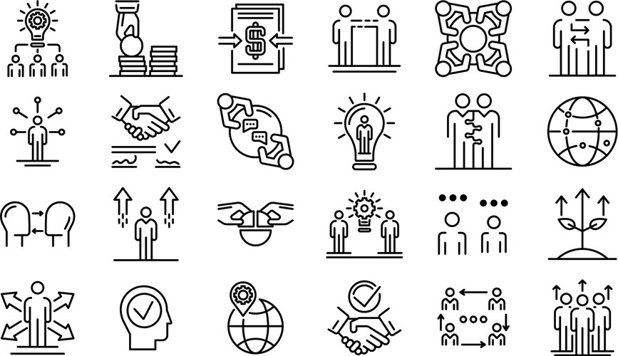 Business Collaboration Icons - Outline Vector Image