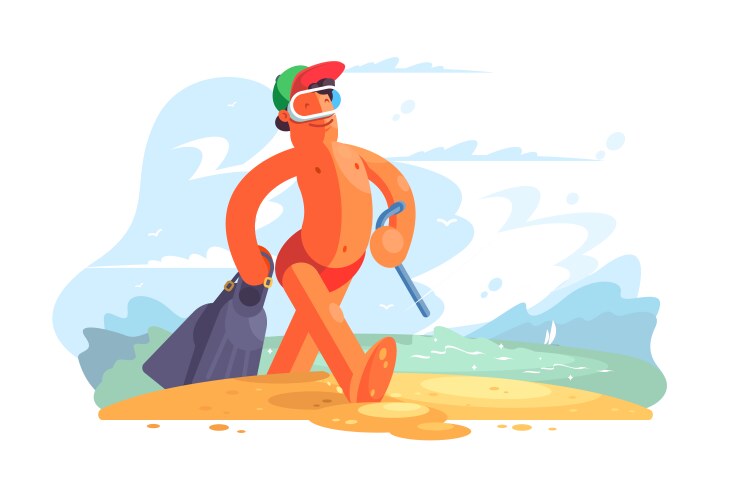 man going to swim vector image