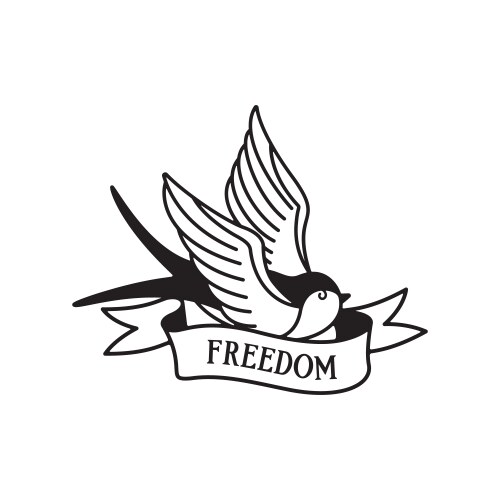 Traditional Swallow Tattoo - Freedom Ink Vector Image