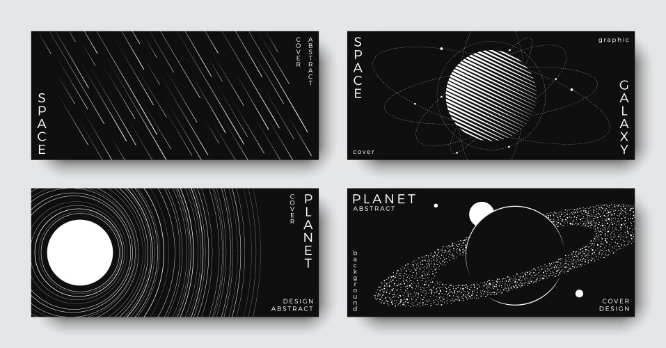Set of abstract space horizontal backgrounds vector image