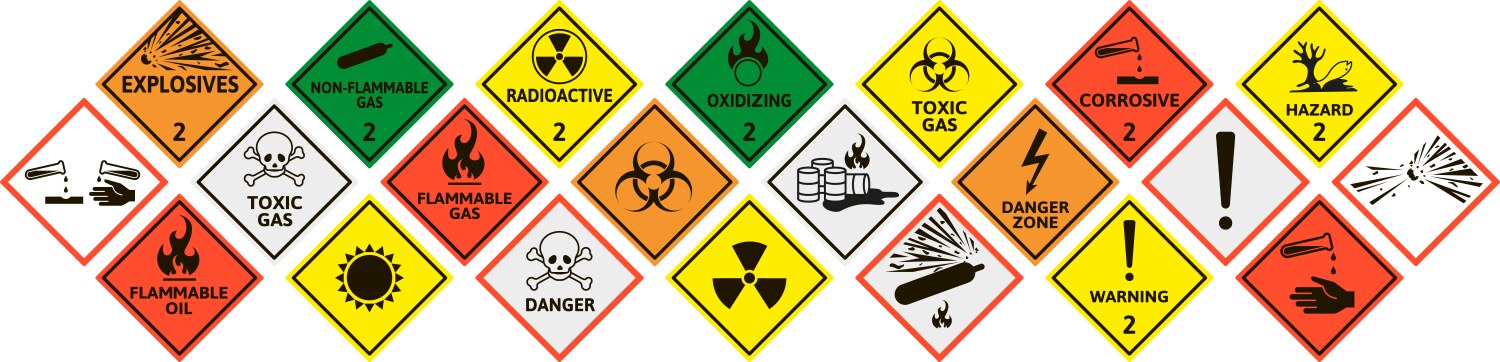 Hazard 3d signs biohazard and radiation warning Vector Image