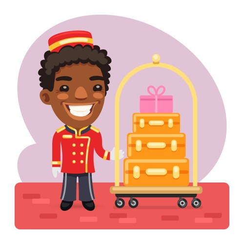 cartoon porter with luggage vector image