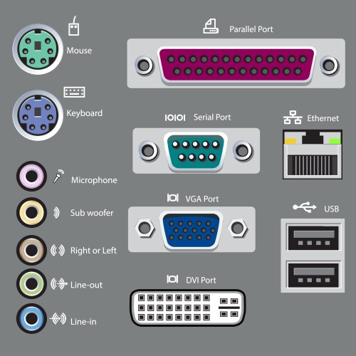 Computer port type vector image