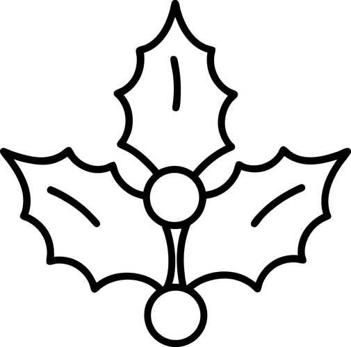 Holly leaves and berries line art Vector Image