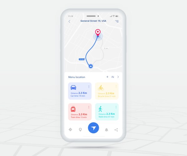 Map gps navigation app ux ui concept mobile vector image