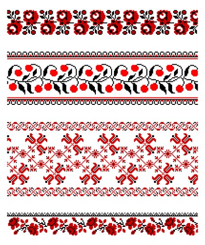 Ukrainian Embroidery Floral Pattern Vector Image