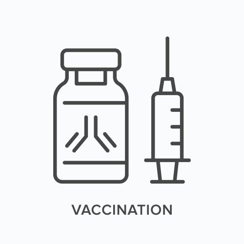 vaccination flat line icon outline vector image