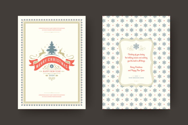 Christmas greeting card vintage typographic design vector image