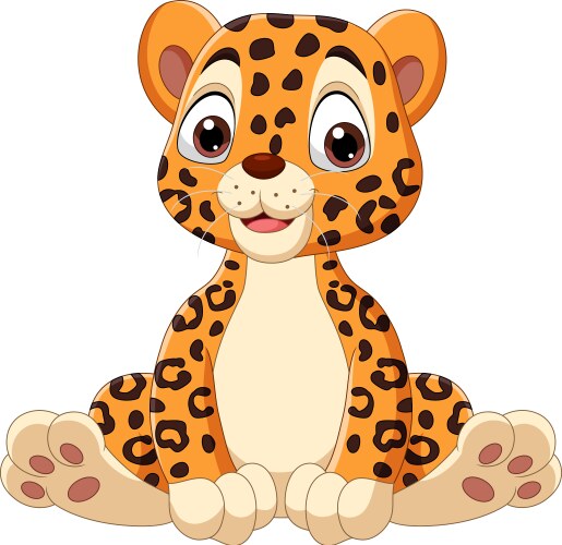 Cartoon leopard sitting on tree stump Royalty Free Vector