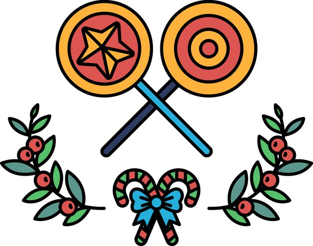 Candy Cane and Star Drawing Vector Image