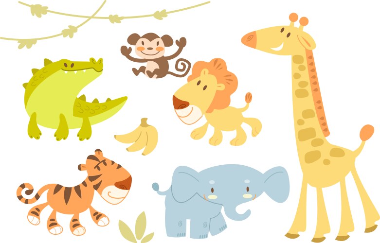 Cute african animals Royalty Free Vector Image