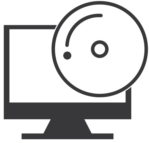 Monitor computer with button audio menu vector image