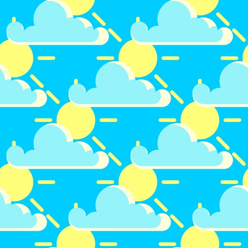 Clouds and the sun good weather seamless vector image