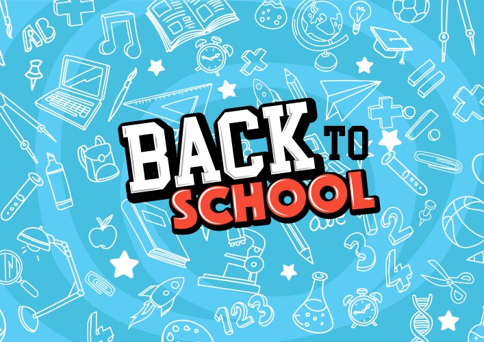 Back to school in blue background banner vector image