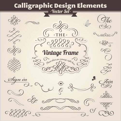 Calligraphic design elements Royalty Free Vector Image