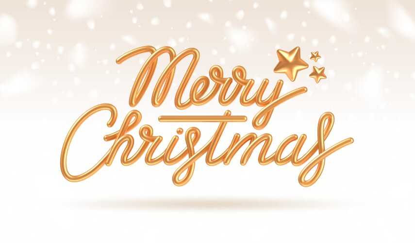 Christmas realistic gold metal calligraphy Vector Image