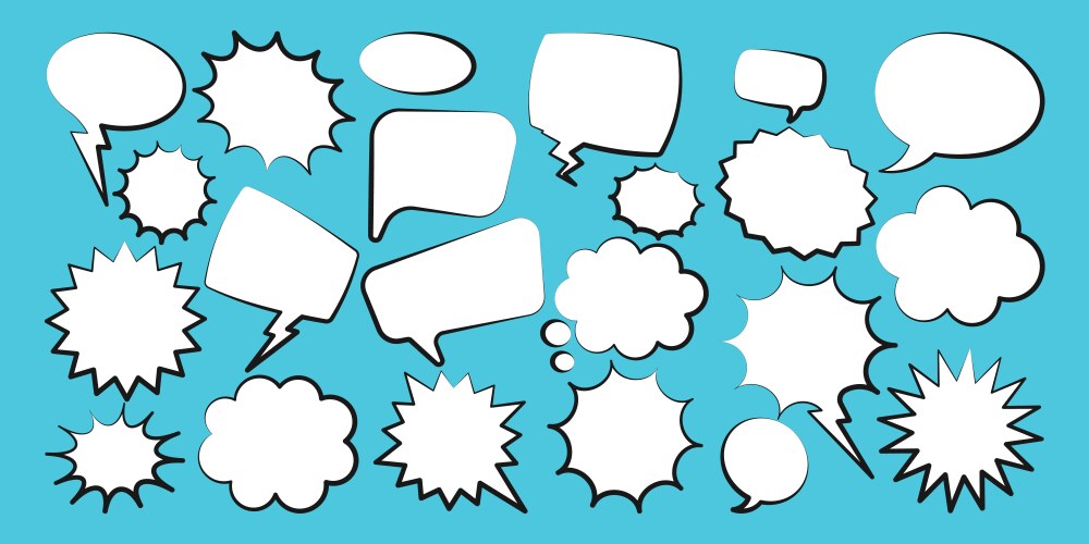 Comic speech bubbles outline hand drawn retro Vector Image