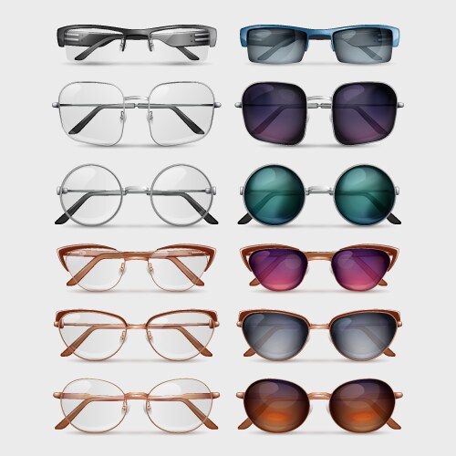A set of glasses isolated model Royalty Free Vector Image