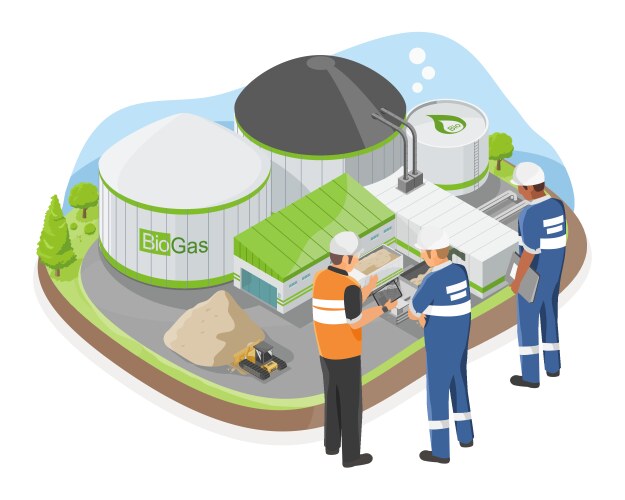 Bio gas plant factory storage management vector image