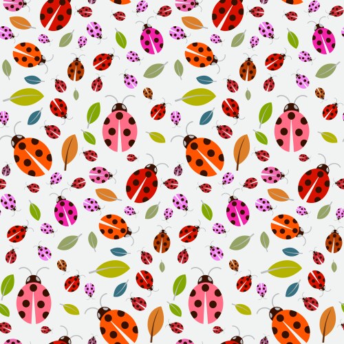 Ladybird and Leaf Pattern Vector Image