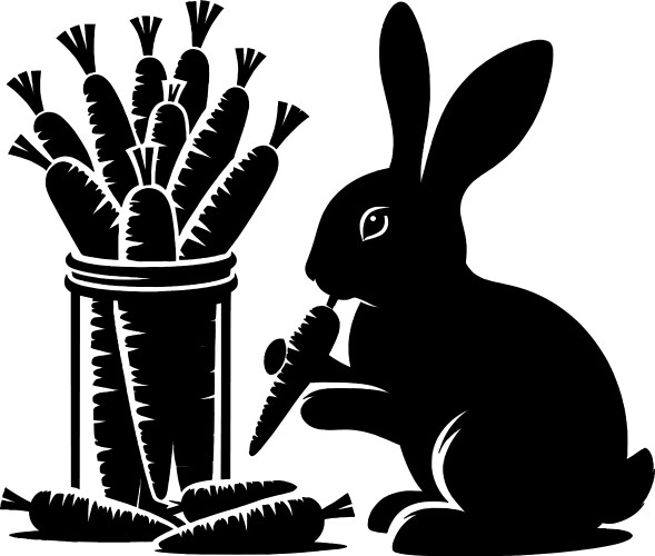 Rabbit group silhouette isolated on white Vector Image