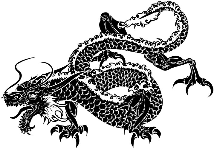 Black Japanese Dragon Vector Image