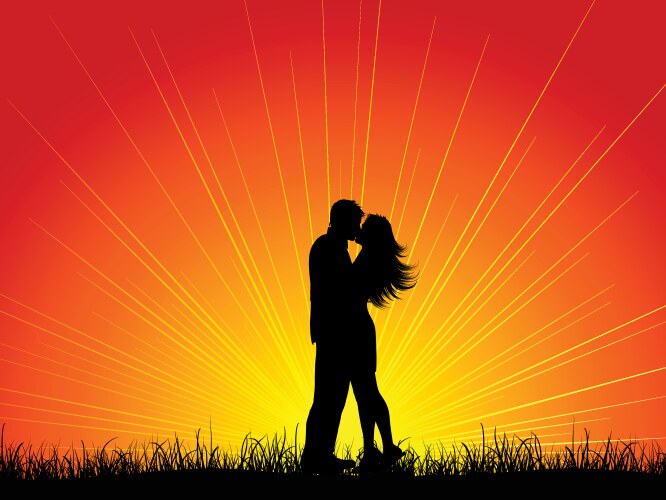 Kissing couple silhouette Royalty Free Vector Image